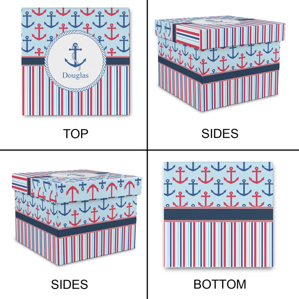 Anchors & Stripes Gift Boxes with Lid - Canvas Wrapped - X-Large - Approval