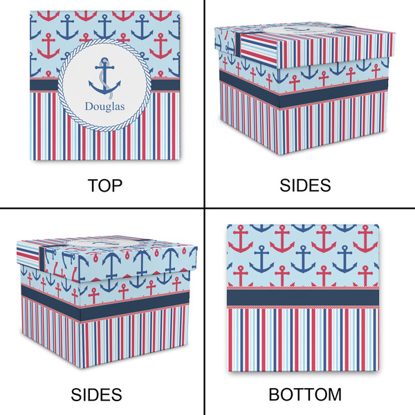 Anchors & Stripes Gift Boxes with Lid - Canvas Wrapped - XX-Large - Approval