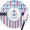 Anchors & Stripes Round Glass Cutting Board - Medium (Personalized)