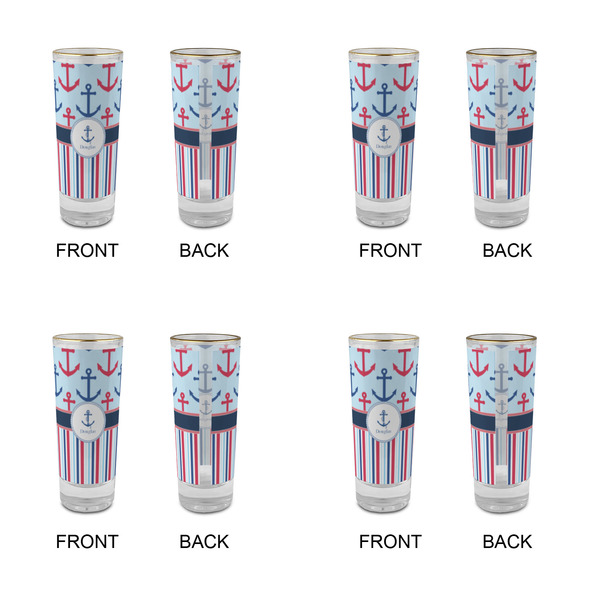 Anchors & Stripes Glass Shot Glass - 2 oz - Set of 4 - APPROVAL