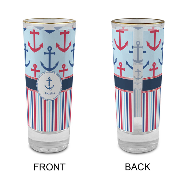 Anchors & Stripes Glass Shot Glass - 2 oz - Single - APPROVAL