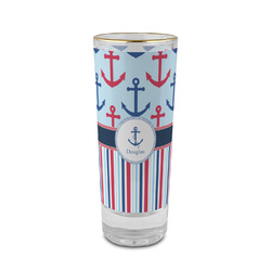 Anchors & Stripes 2 oz Shot Glass - Glass with Gold Rim (Personalized)
