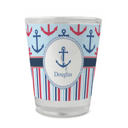 Anchors & Stripes Glass Shot Glass - 1.5 oz - Set of 4 (Personalized)