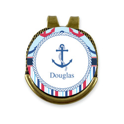 Anchors & Stripes Golf Ball Marker - Hat Clip - Gold