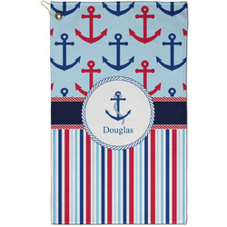 Anchors & Stripes Golf Towel - Poly-Cotton Blend - Small w/ Name or Text