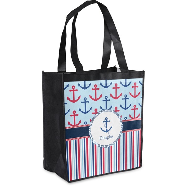 Custom Anchors & Stripes Grocery Bag (Personalized)