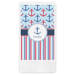 Anchors & Stripes Guest Napkins - Full Color - Embossed Edge (Personalized)