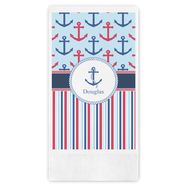 Custom Anchors & Stripes Guest Napkins - Full Color - Embossed Edge (Personalized)