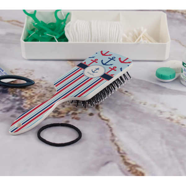 Anchors & Stripes Hair Brush - In Bathroom