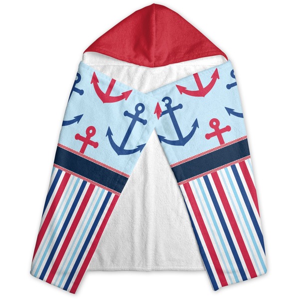 Anchors & Stripes Hooded Towel - Folded