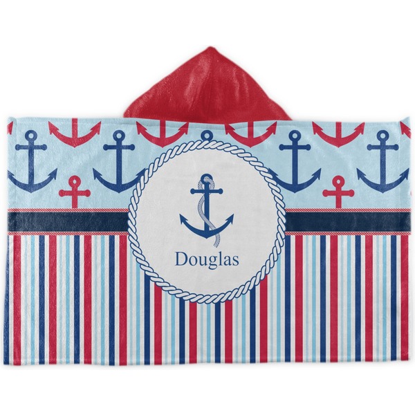 Custom Anchors & Stripes Kids Hooded Towel (Personalized)