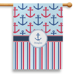 Anchors & Stripes 28" House Flag - Double Sided (Personalized)
