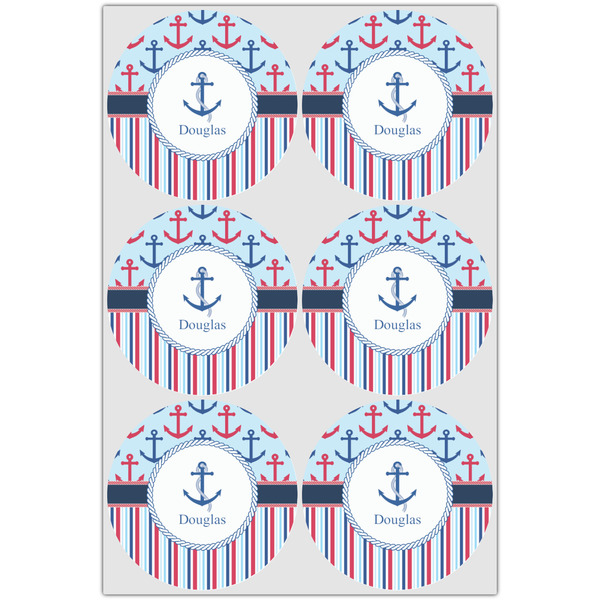 Anchors & Stripes Icing Circle - Large - Set of 6