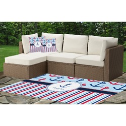 Anchors & Stripes Indoor / Outdoor Rug - Custom Size w/ Name or Text