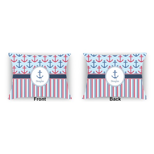 Anchors & Stripes  Indoor Rectangular Burlap Pillow (Front and Back)