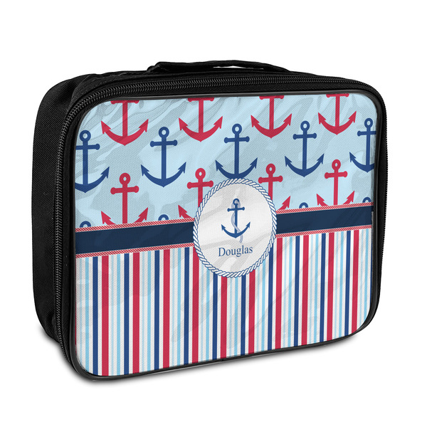 Custom Anchors & Stripes Insulated Lunch Bag (Personalized)