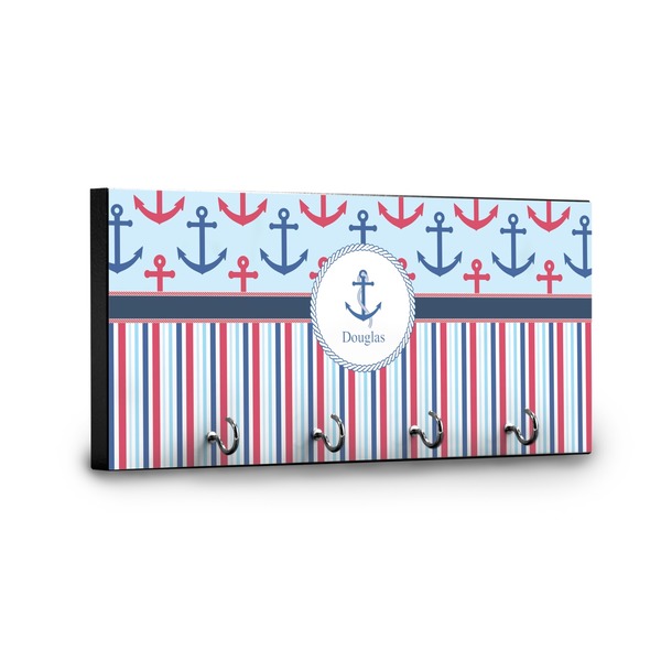 Anchors & Stripes Key Hanger - Front View with Hooks