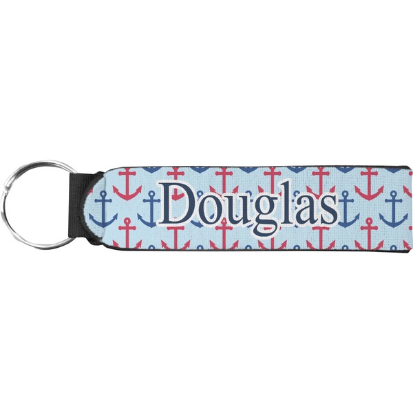 Custom Anchors & Stripes Neoprene Keychain Fob (Personalized)