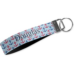Anchors & Stripes Webbing Keychain Fob - Large (Personalized)
