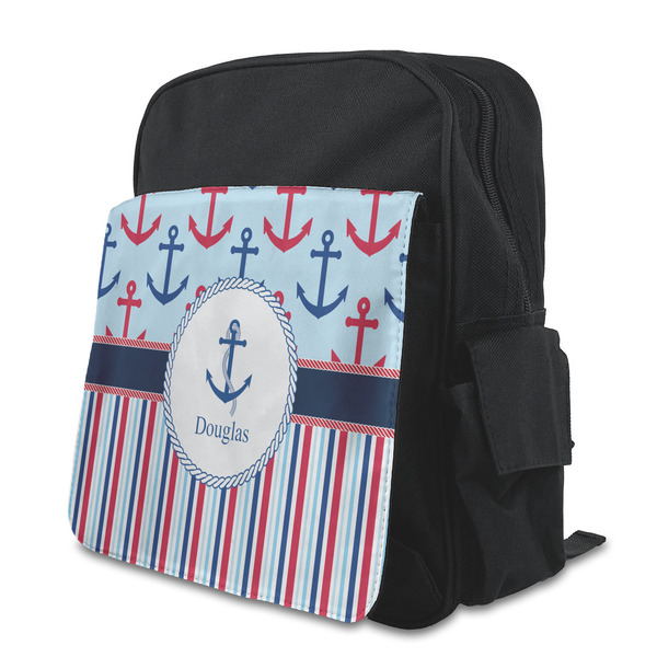 Custom Anchors & Stripes Preschool Backpack (Personalized)