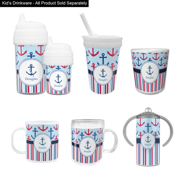 Anchors & Stripes Kid's Drinkware - Customized & Personalized
