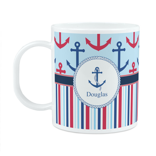 Custom Anchors & Stripes Plastic Kids Mug (Personalized)