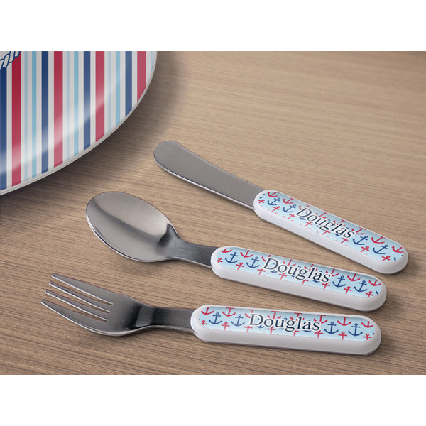 Anchors & Stripes Kids Flatware w/ Plate