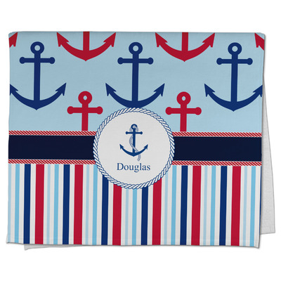 Anchors & Stripes Kitchen Towel - Poly Cotton w/ Name or Text