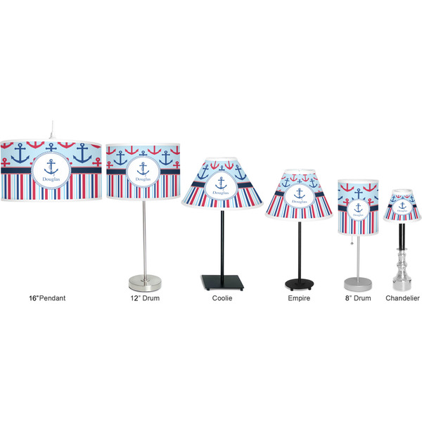 Anchors & Stripes Lamp Full View Size Comparison