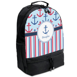 Anchors & Stripes Backpacks - Black (Personalized)