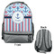 Anchors & Stripes Large Backpack - Gray - Front & Back View