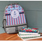 Anchors & Stripes Large Backpack - Gray - On Desk
