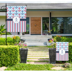 Anchors & Stripes Large Garden Flag - Double Sided (Personalized)