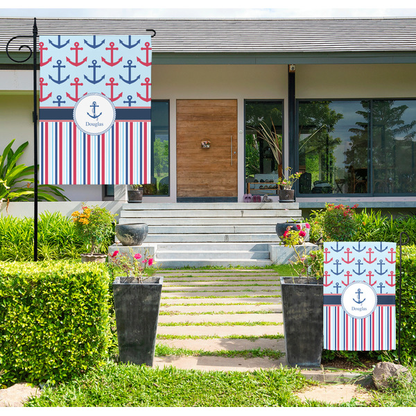 Custom Anchors & Stripes Large Garden Flag - Single Sided (Personalized)