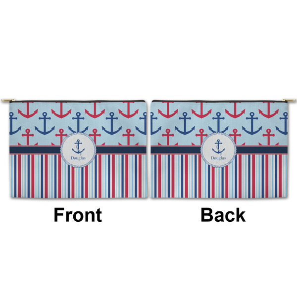 Anchors & Stripes Large Zipper Pouch Approval (Front and Back)