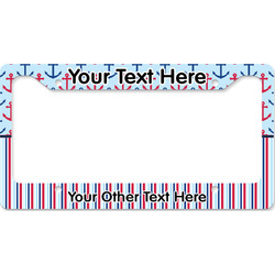 Anchors & Stripes License Plate Frame - Style B (Personalized)