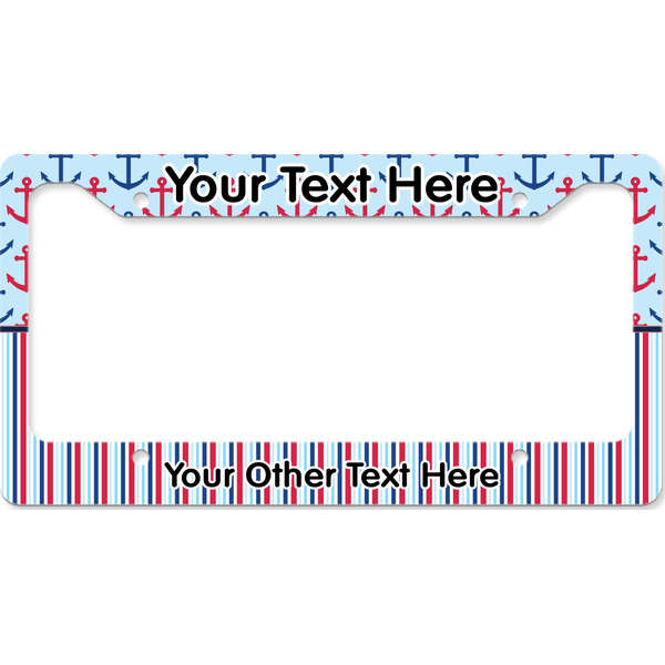 Custom Anchors & Stripes License Plate Frame - Style B (Personalized)