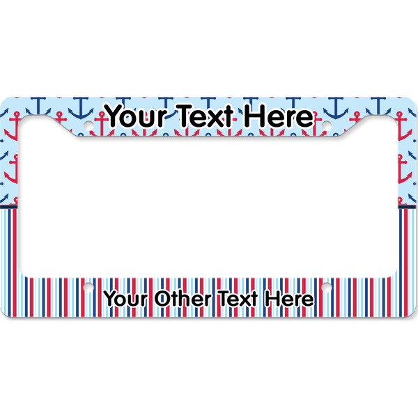 Anchors & Stripes License Plate Frame Wide