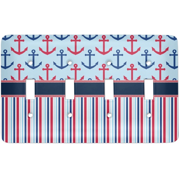 Custom Anchors & Stripes Light Switch Cover (4 Toggle Plate)