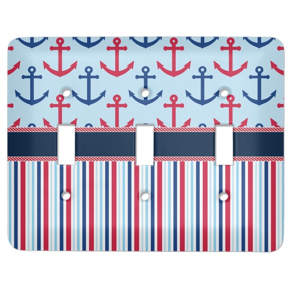 Custom Anchors & Stripes Light Switch Cover (3 Toggle Plate)