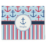 Anchors & Stripes Single-Sided Linen Placemat - Single w/ Name or Text