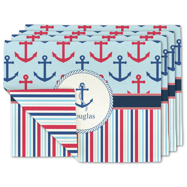 Custom Anchors & Stripes Linen Placemat w/ Name or Text