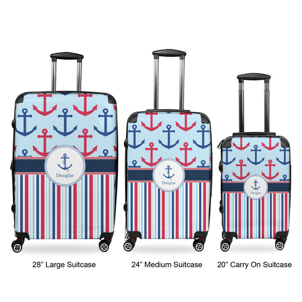 Anchors & Stripes Luggage Bags all sizes - With Handle