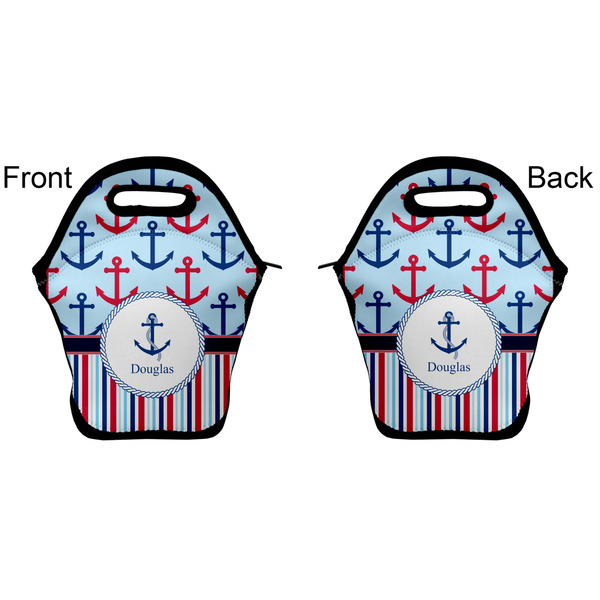 Anchors & Stripes Lunch Bag - Front and Back