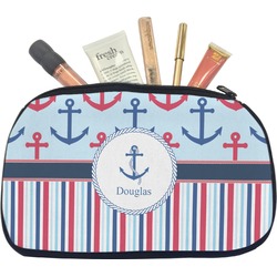 Anchors & Stripes Makeup / Cosmetic Bag - Medium (Personalized)