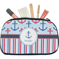 Anchors & Stripes Makeup / Cosmetic Bag - Medium (Personalized)