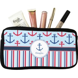 Anchors & Stripes Makeup / Cosmetic Bag - Small (Personalized)