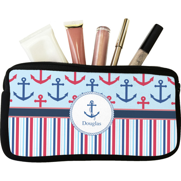 Custom Anchors & Stripes Makeup / Cosmetic Bag (Personalized)