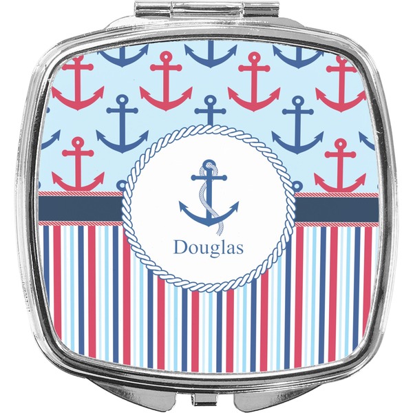 Custom Anchors & Stripes Compact Makeup Mirror (Personalized)