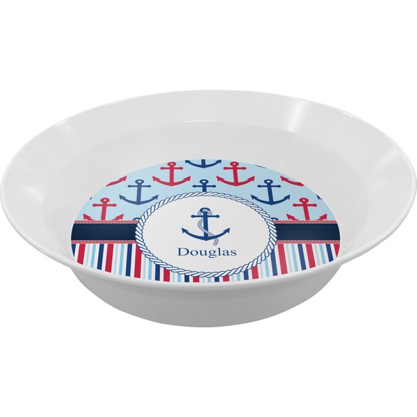 Custom Anchors & Stripes Melamine Bowl - 12 oz (Personalized)